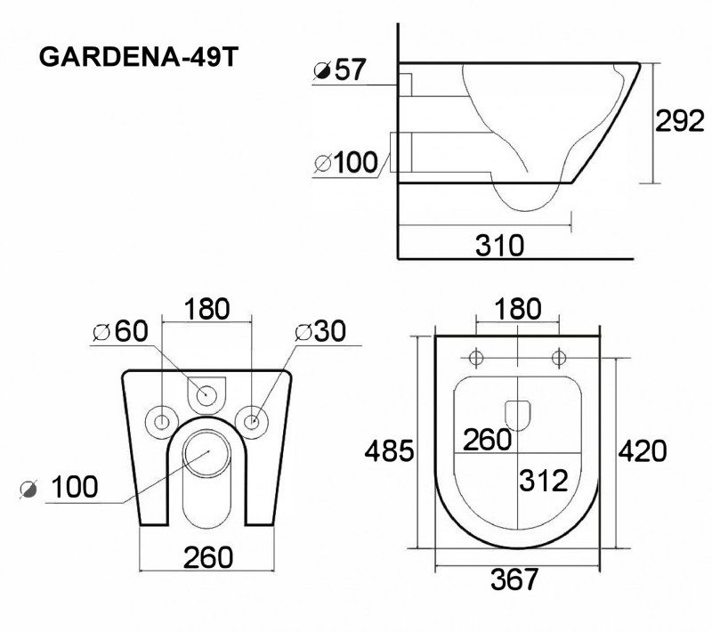 Унитаз подвесной Esbano GARDENA-49T (White)   490x360x360 от магазина Vanna-Vanna.ru!
