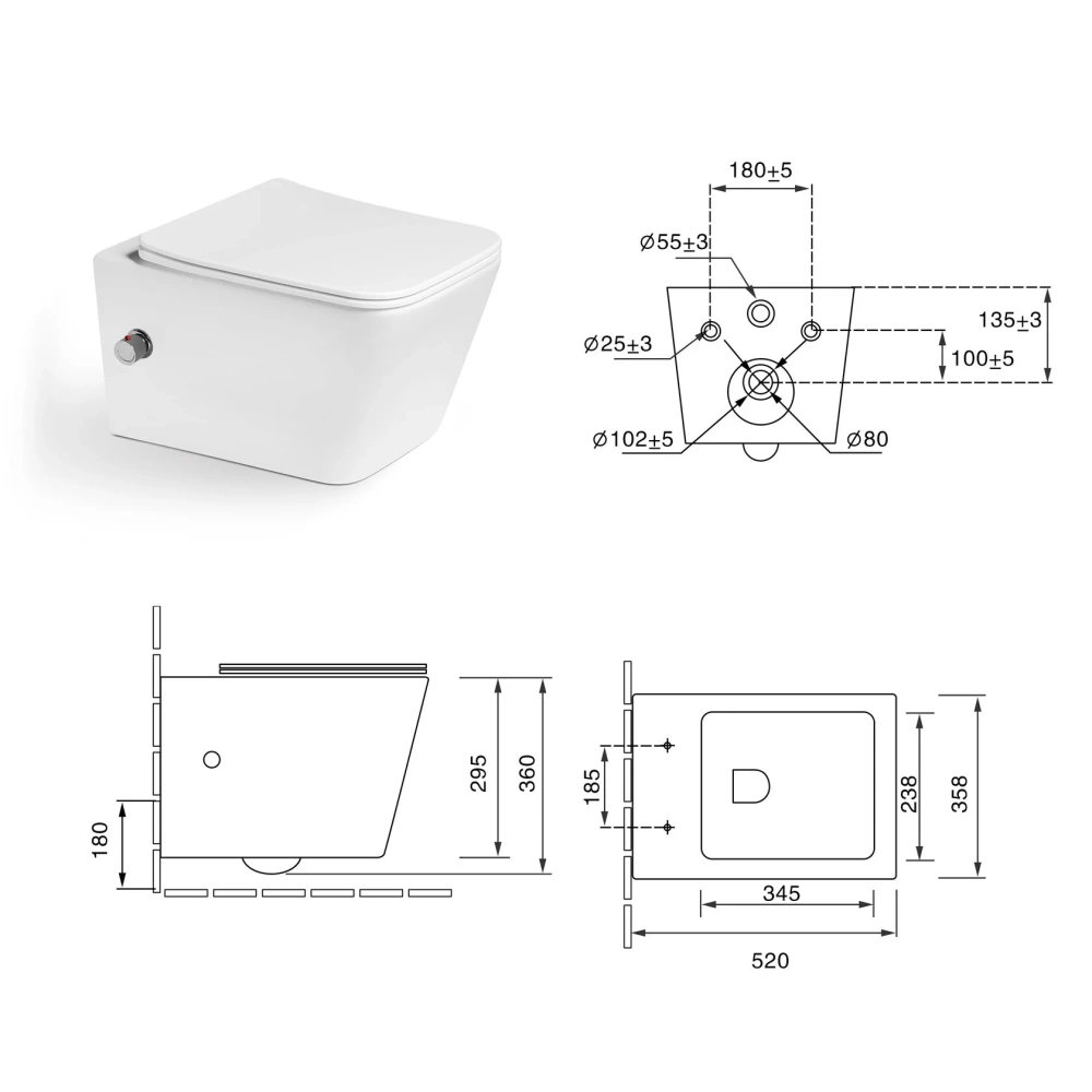 Унитаз-биде SantiLine SL-5004SM-BD подвесной, белый от магазина Vanna-Vanna.ru!