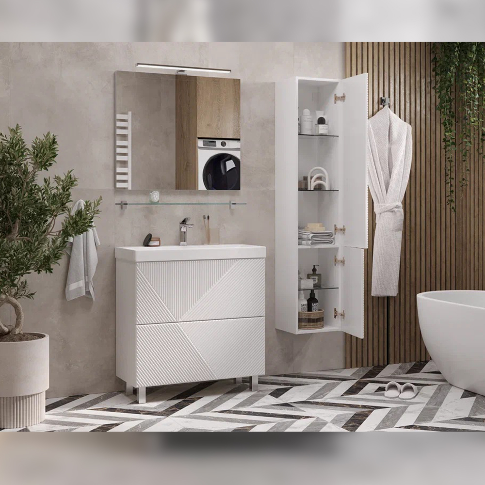 Тумба с раковиной напольная Velvex Edge tn.EDG.9696.80.2Y белый глянец, 80 см