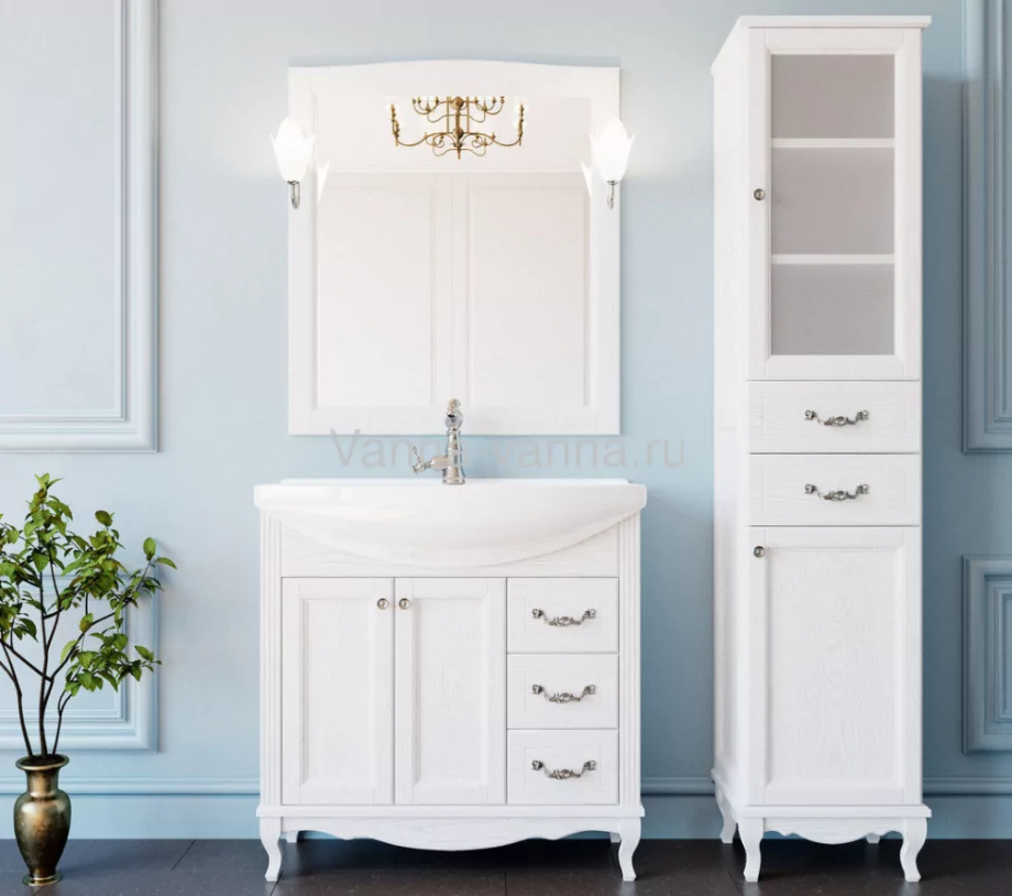 Мебель для ванной ValenHouse Эллина 80 комплект, напольный, белый, хром