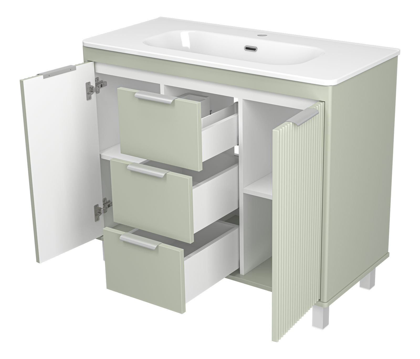 Тумба с раковиной Brevita Risacca Pistachio 100 напольная, фисташковый