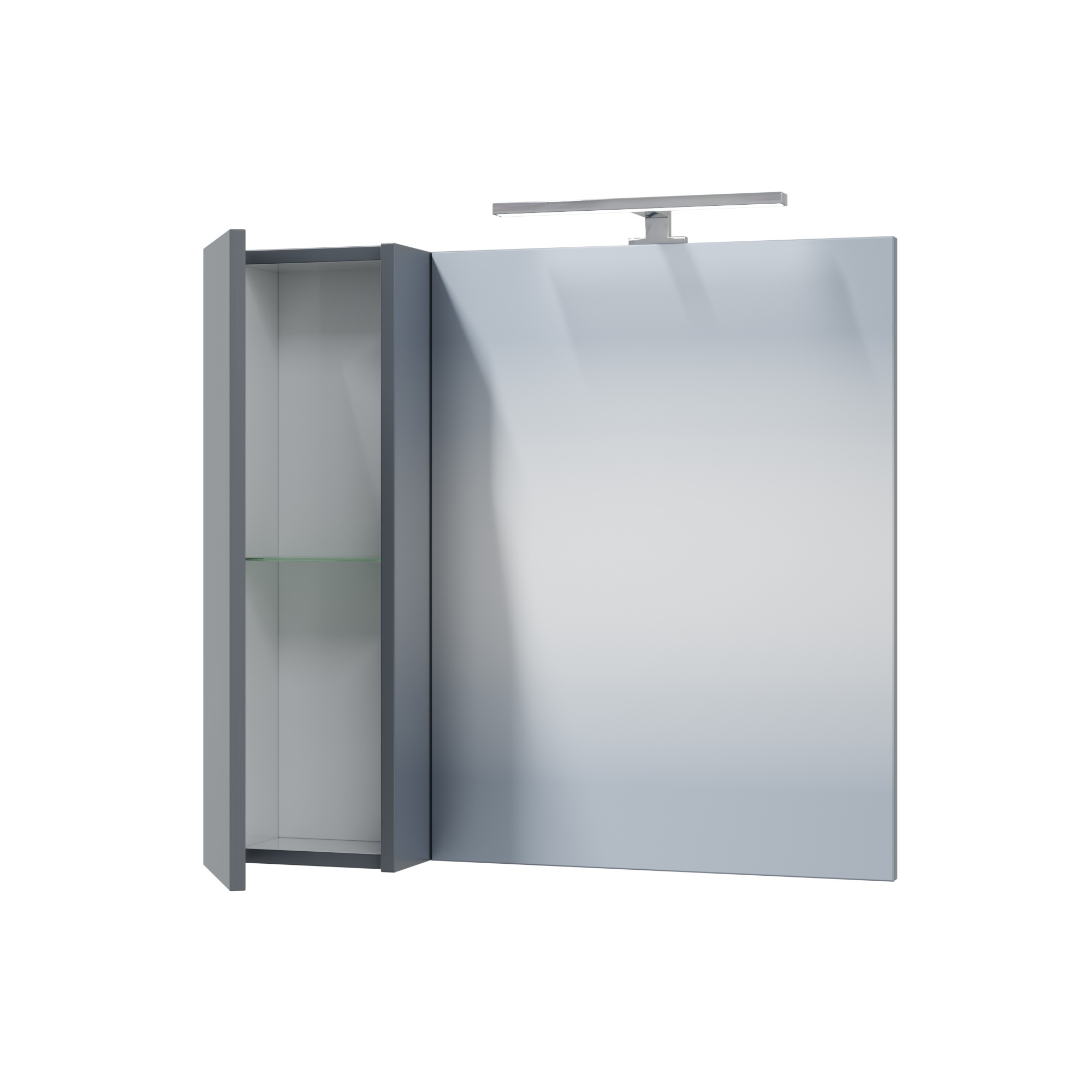 Зеркало-шкаф Санта Антарес 70 L свет, графит матовый