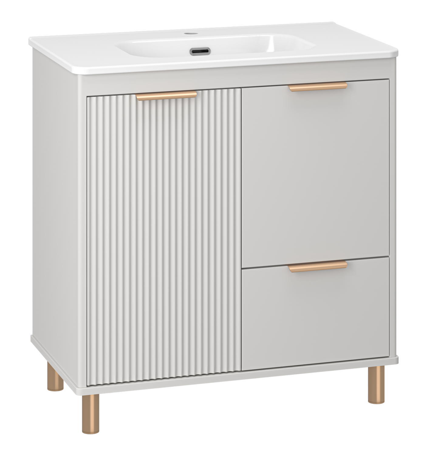 Тумба с раковиной Brevita Risacca Crema 80 напольная, серый