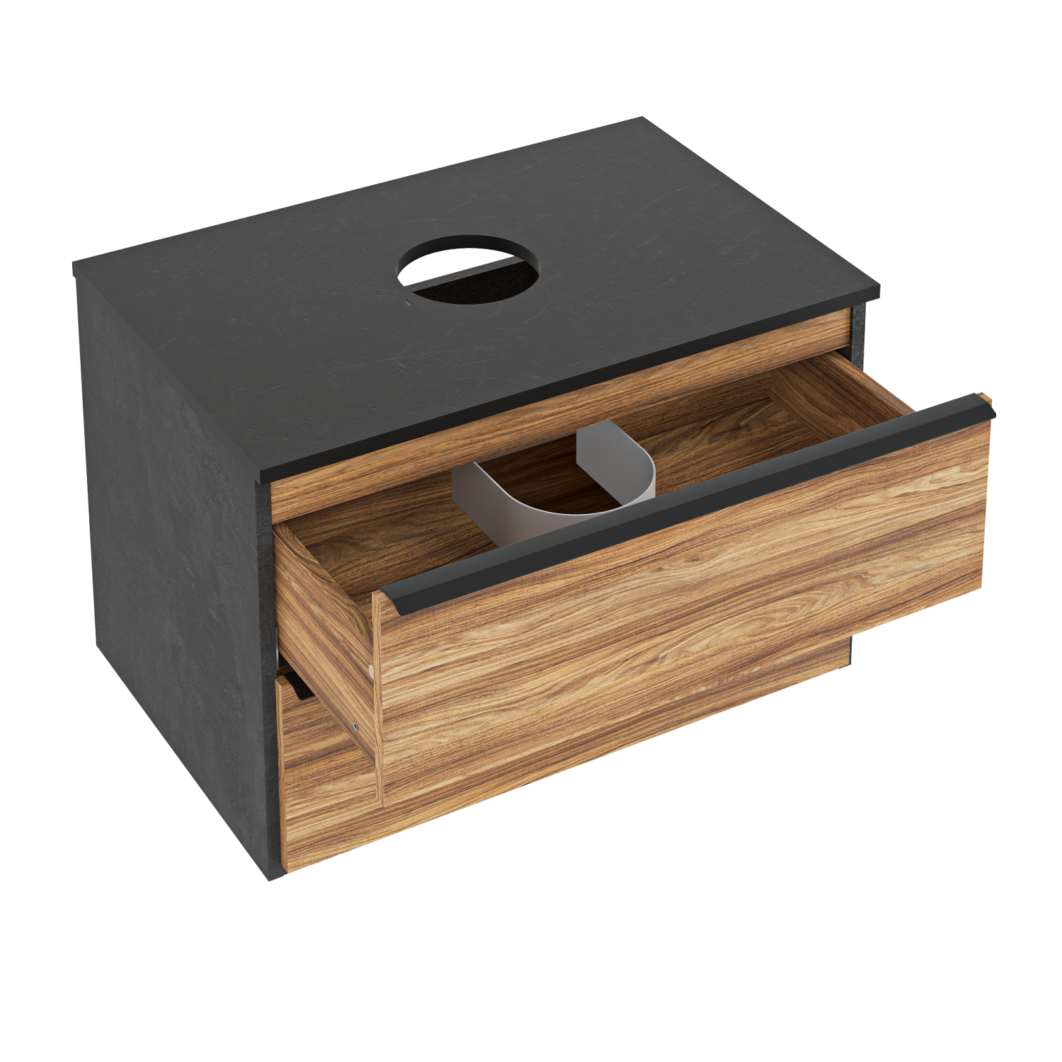 Тумба подвесная Runo Мальта 70 под накладную раковину, дуб/черный