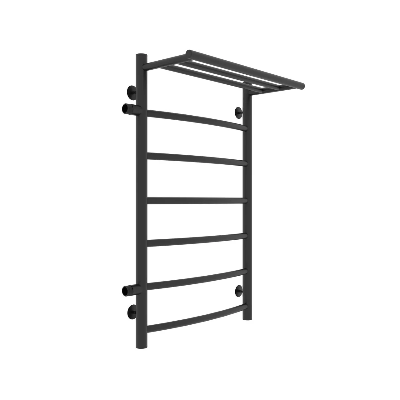 Полотенцесушитель водяной Laris Классик П7 500х800 L МЦ 500-1, боковой, с полкой, черный матовый