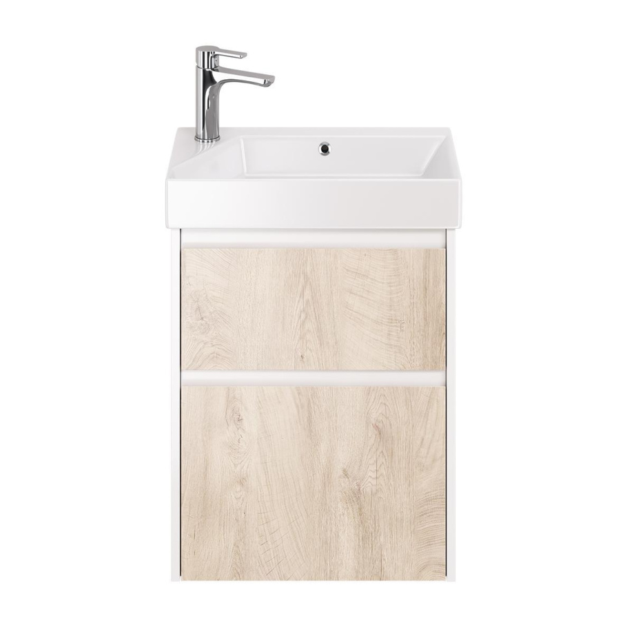 Тумба с раковиной подвесная Dreja Slim 55 см, белый/дуб кантри