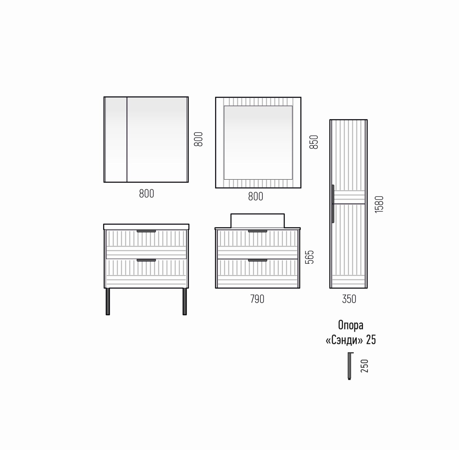 Тумба напольная Corozo Инди 80 с раковиной Сомо 80 дуб канзас/графит