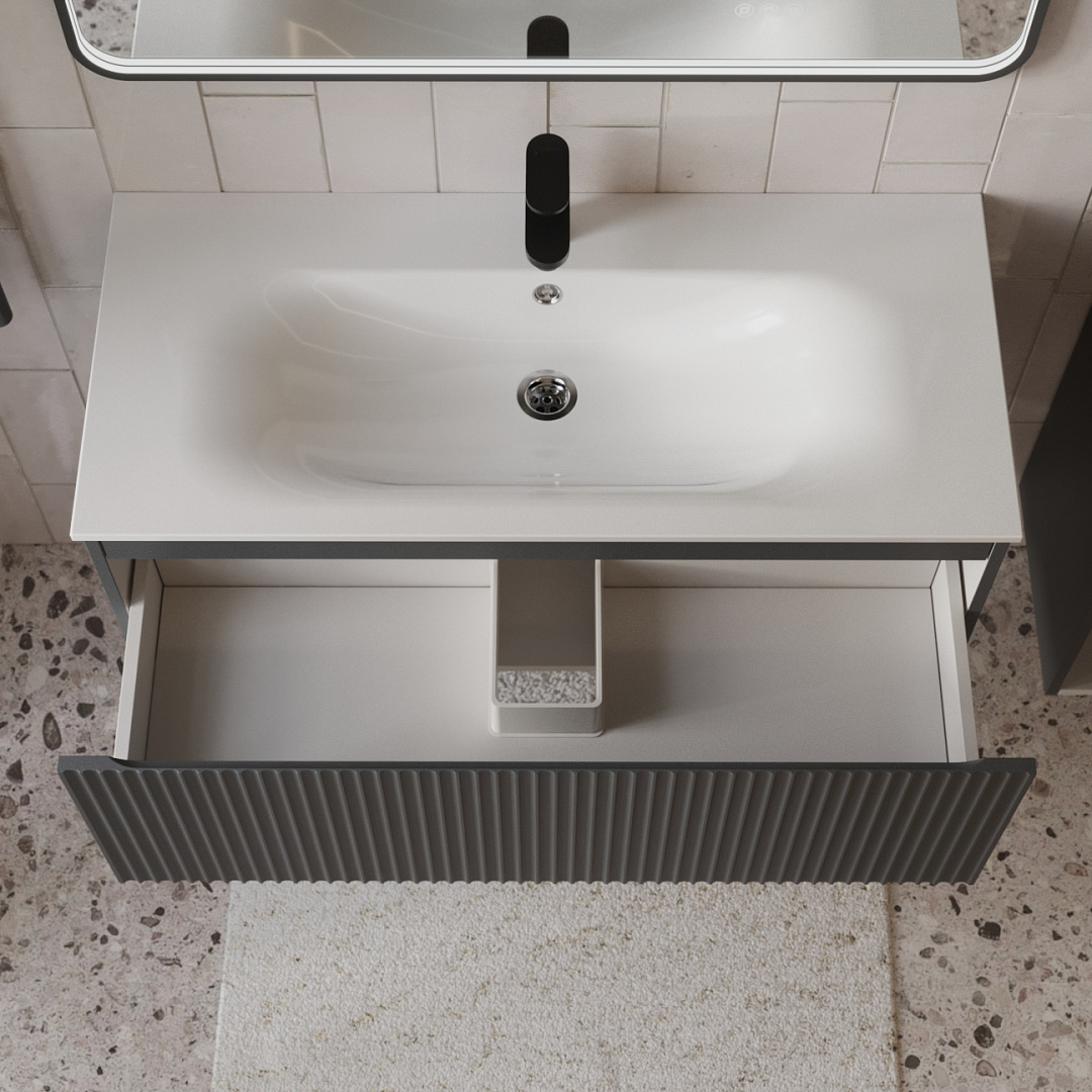 Тумба с раковиной подвесная (100 см) Terminus Sicilia SIC101001701601O, графит