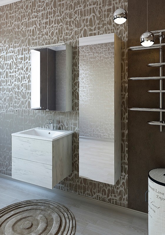 Зеркало-шкаф Sanflor Чикаго 60 дуб крафт белый