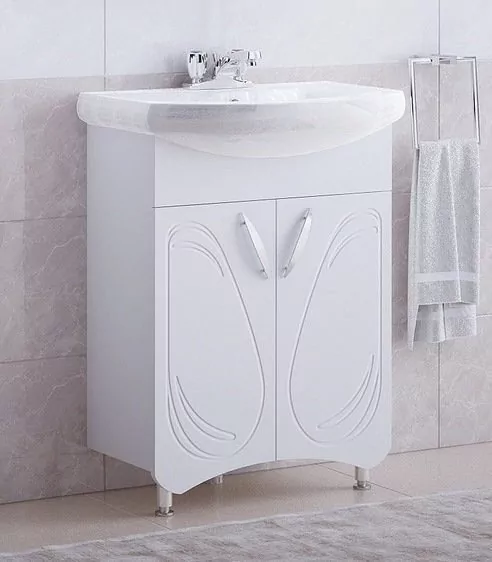 Тумба с раковиной Corozo Кентис 60 NEW напольная, белая