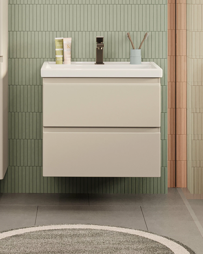 Тумба подвесная SanStar Riana 50 с раковиной Moduo 50, cappuccino