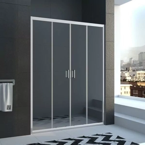 Душевая дверь Veconi VN45-200-01 в нишу, раздвижная, прозрачное стекло, хром от магазина Vanna-Vanna.ru!