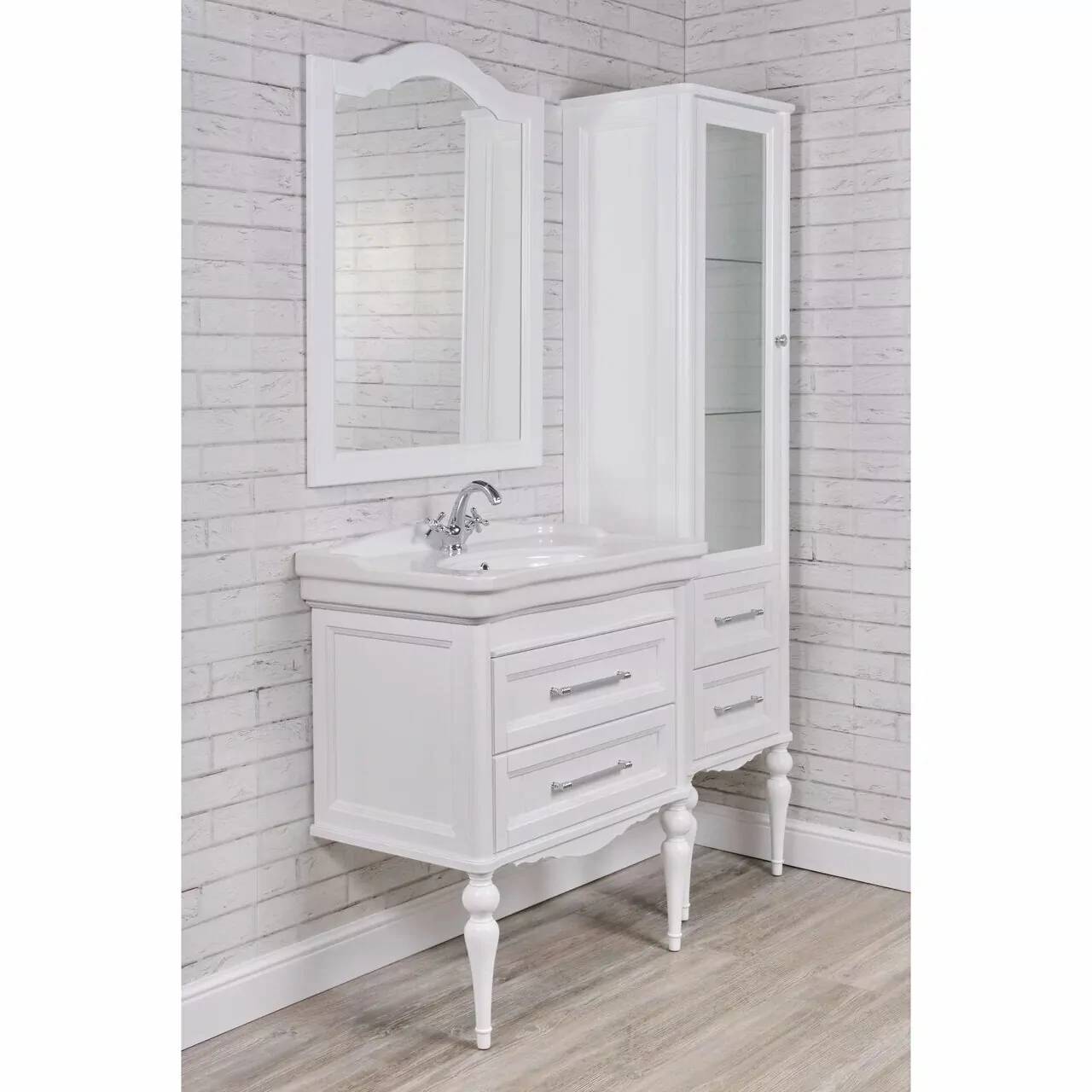 Тумба напольная ValenHouse Эстетика 80 с раковиной Antik 80, белый, хром