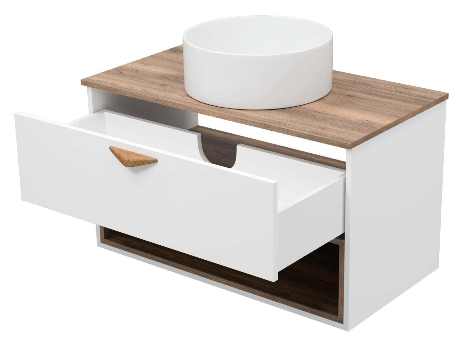 Тумба с раковиной Brevita Bergen 90 с подсветкой подвесная, белый