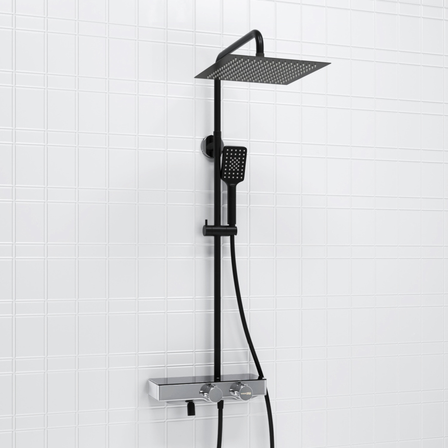 Душевая стойка WasserKraft A114.162.130.CB Thermo черный Soft-touch