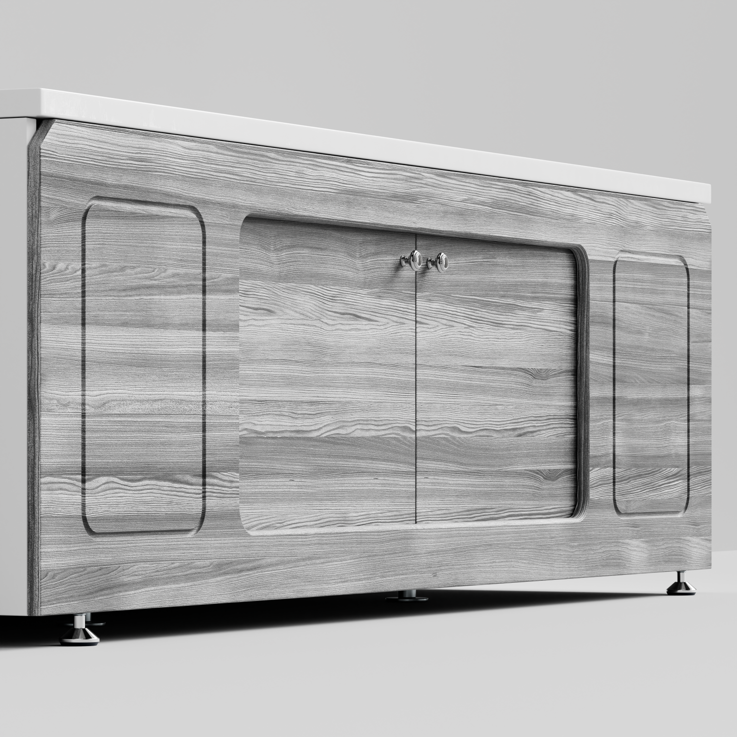 Экран под ванну Vod-ok Лидер 180 раздвижной Лиственница структурная контрастно-серая