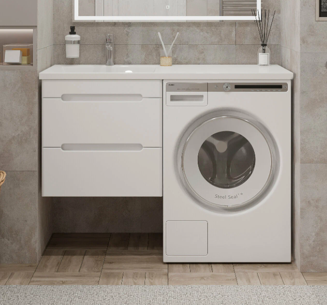 Тумба подвесная SanStar Толедо 60 с раковиной Даллас 120 левый белая