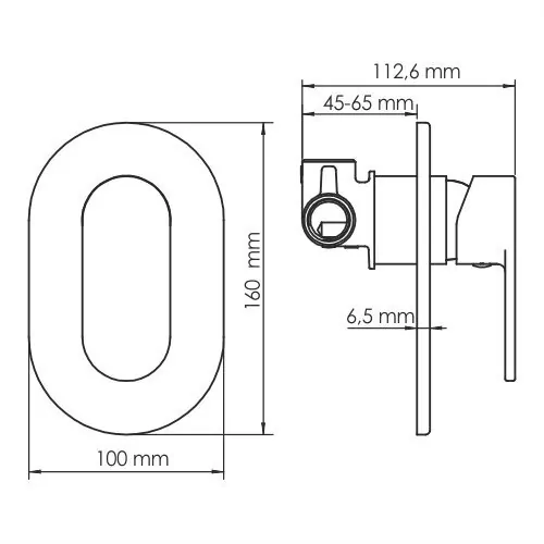 Смеситель WasserKraft Elbe 7451 встраиваемый, на 1 выход, черный Soft-touch