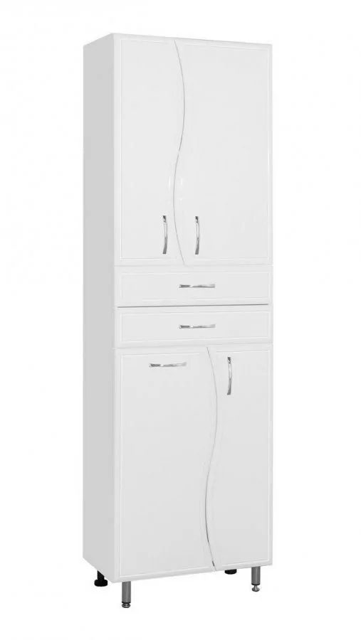 Пенал Style Line Волна 60 напольный с корзиной, белый