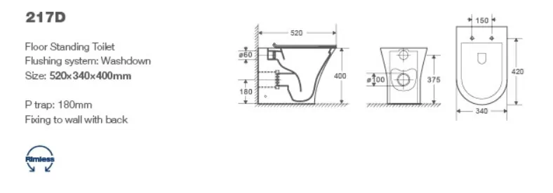Унитаз Ceruttispa BERNINA F CT7842 напольный, приставной, белый