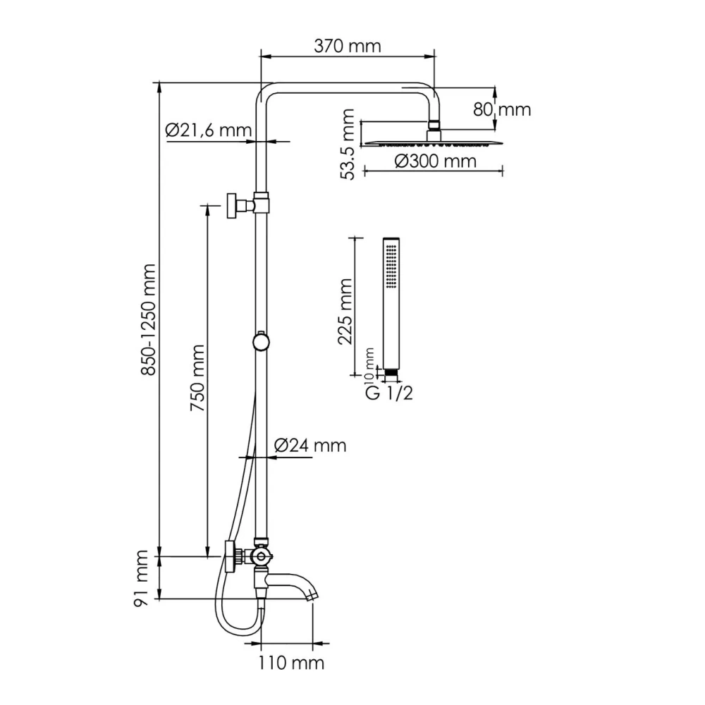 Душевая стойка WasserKraft Elbe A288.160.217.BM Thermo черный Soft-touch от магазина Vanna-Vanna.ru!
