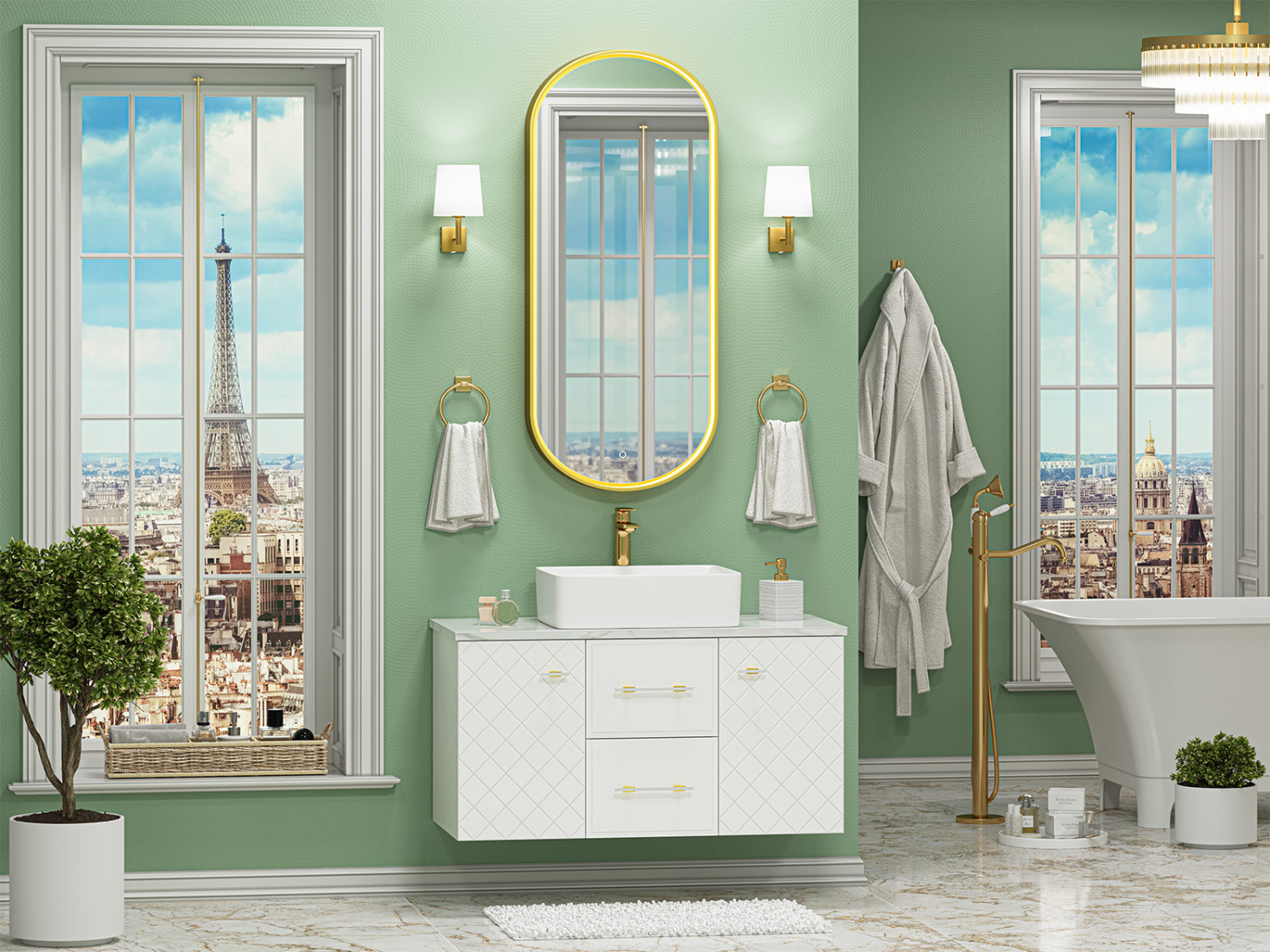 Тумба с раковиной Brevita Shanel 100 подвесная, белый