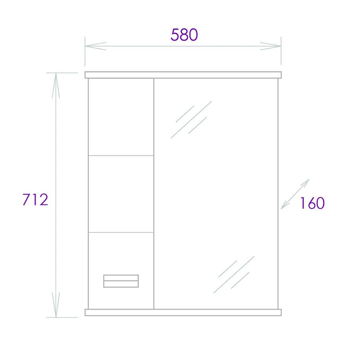 Зеркало с шкафчиком Onika Балтика Black 58 L свет, белый