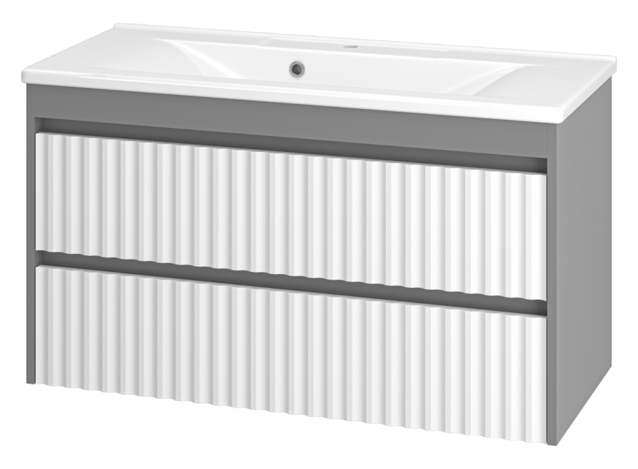 Тумба с раковиной Brevita Balaton 100 подвесная, белый/серый