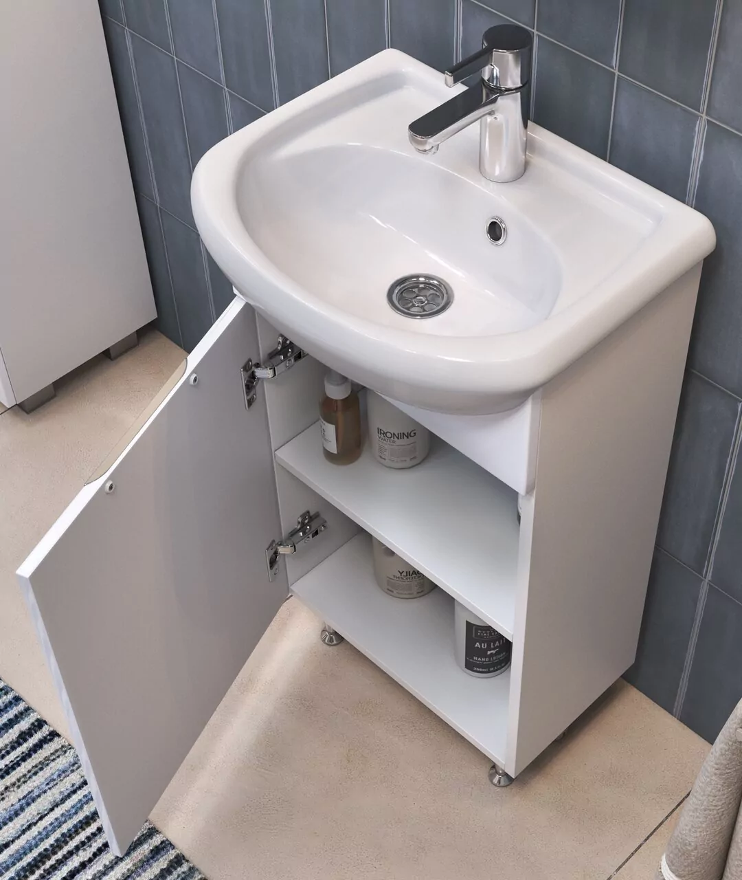 Тумба напольная Vigo Callao 45 с раковиной Уют 45, 1 дверь, белый