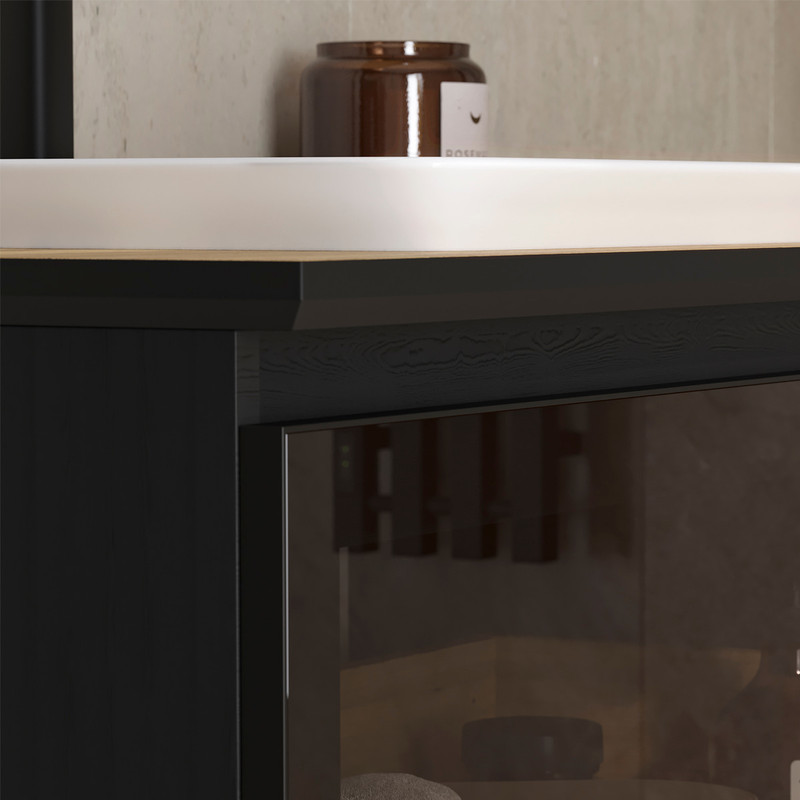 Тумба с раковиной EQUIL Strong 80 подвесная, 1 ящик, дуб черный/дуб эвок