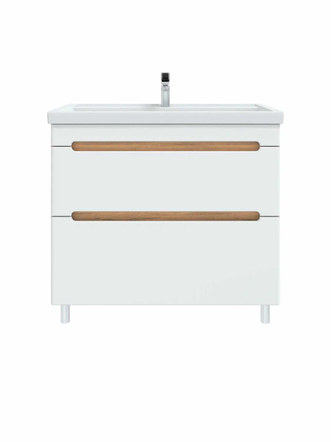 Тумба напольная SanStar Diva 100 с раковиной Фостер 100 белая, дуб вотан