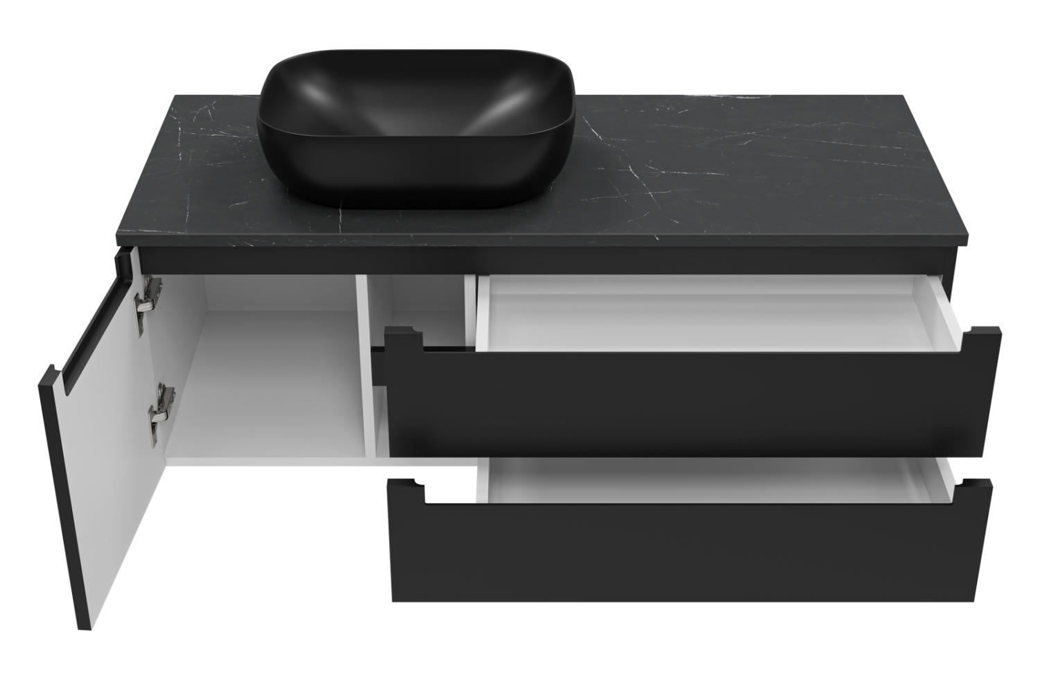 Тумба с раковиной Brevita Cargo 120 подвесная, черный