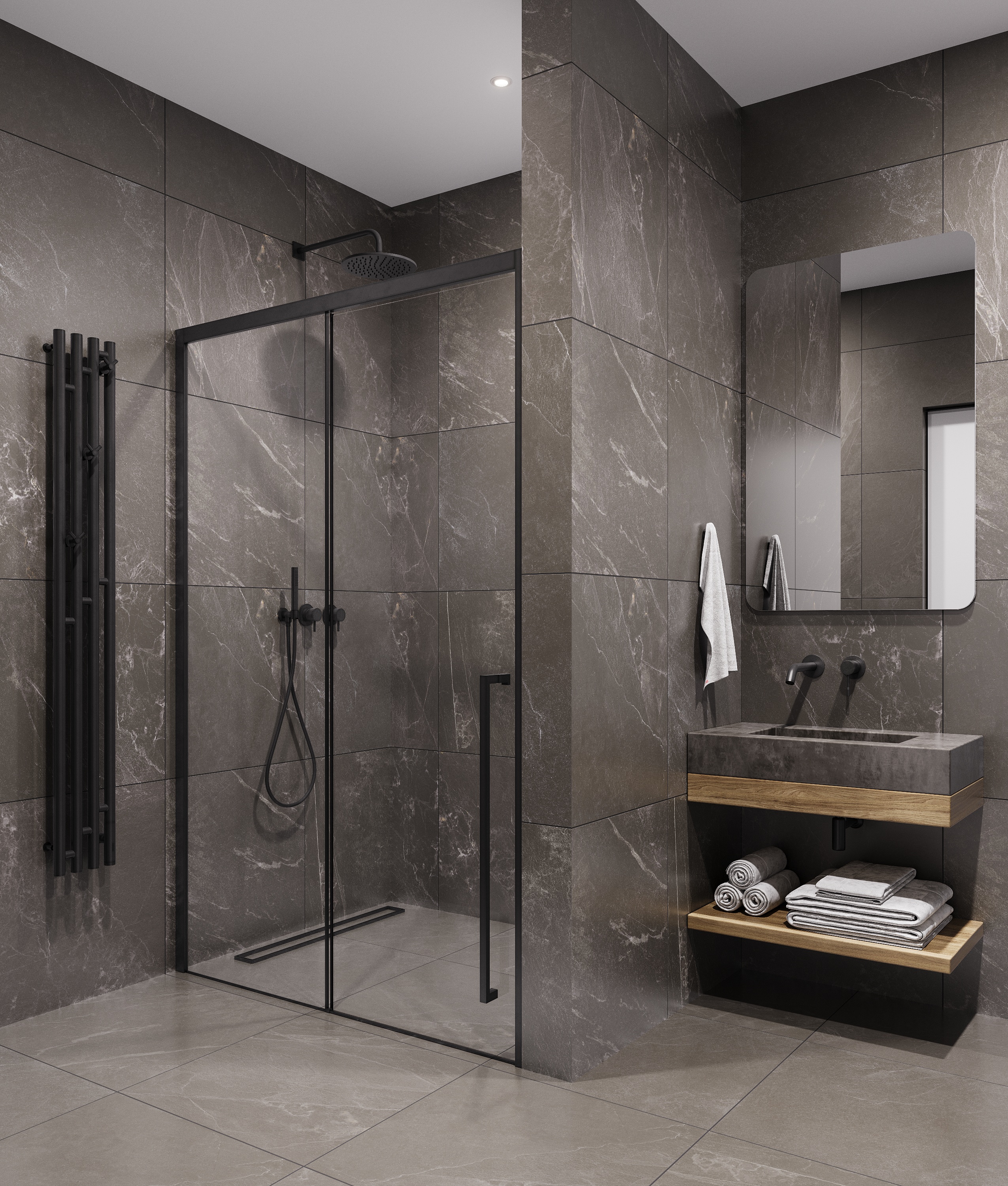 Душевая дверь Timo TDSS-140/03C-8R, 1400*2000, профиль черный, стекло прозрачное 8 мм