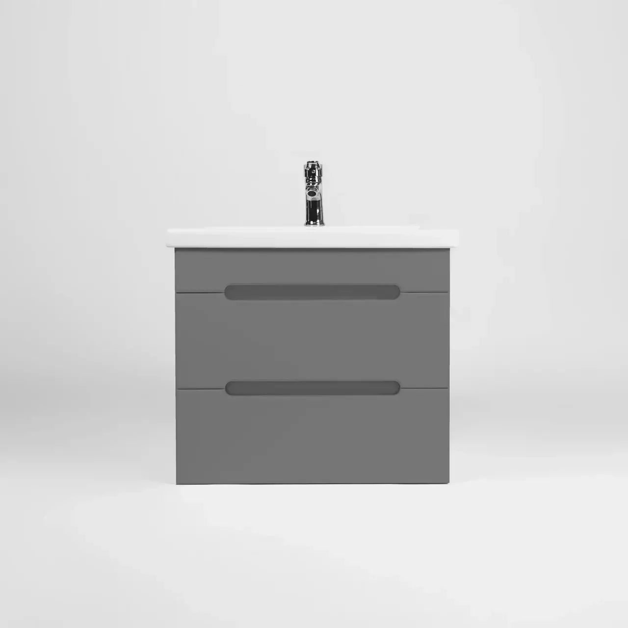 Тумба подвесная Viant Марсель 80 с раковиной Como 80, два ящика, графит