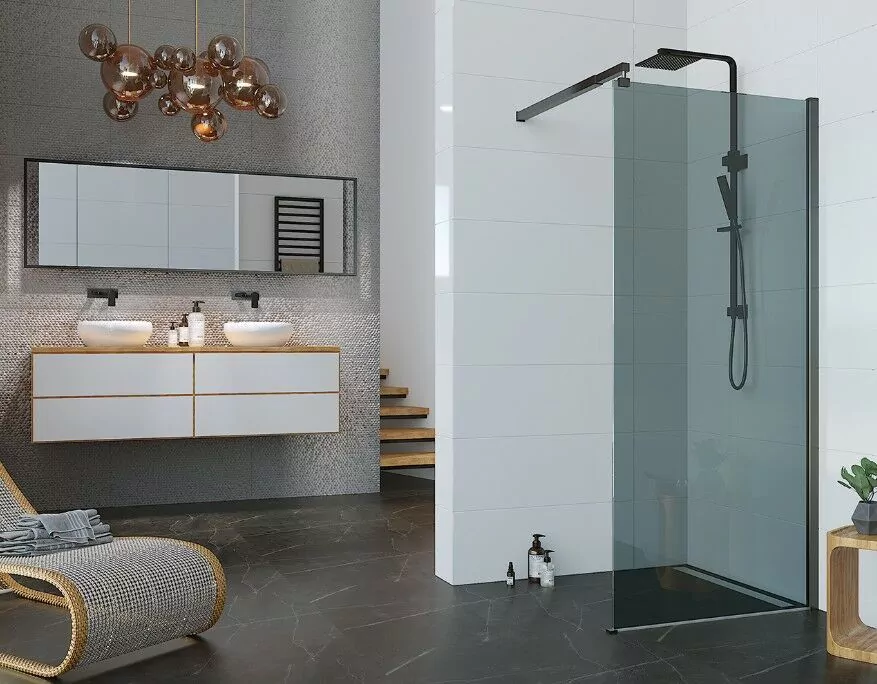 Душевая перегородка Alex Baitler AB29100B2 200х100 см тонированное стекло, профиль черный