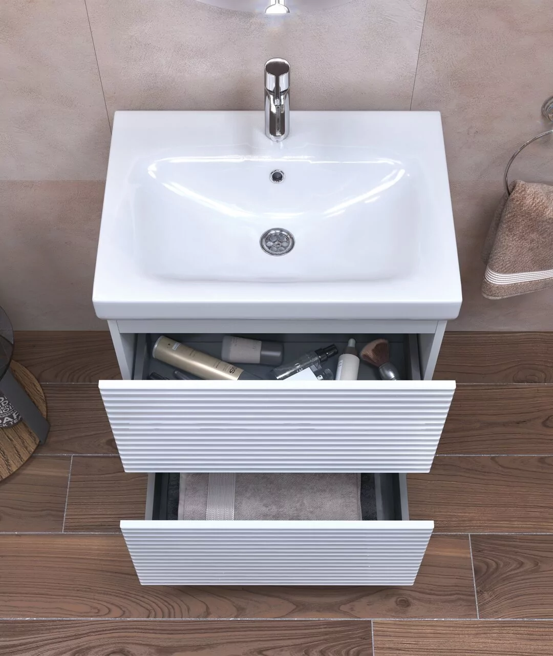 Тумба напольная Vigo Otti 70 с раковиной Como 70, белый