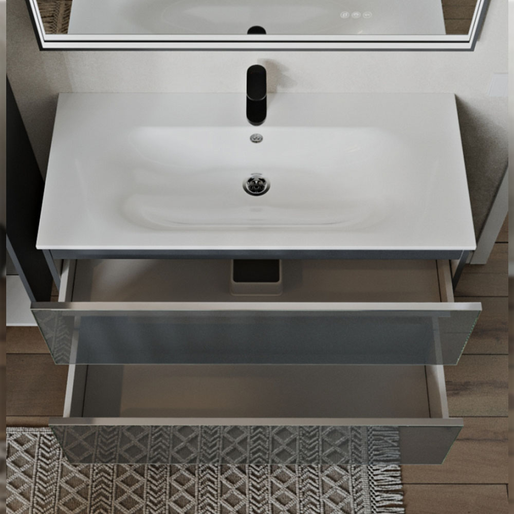 Тумба с раковиной подвесная (100 см) Terminus Vega VEG101002701601OSL, графит