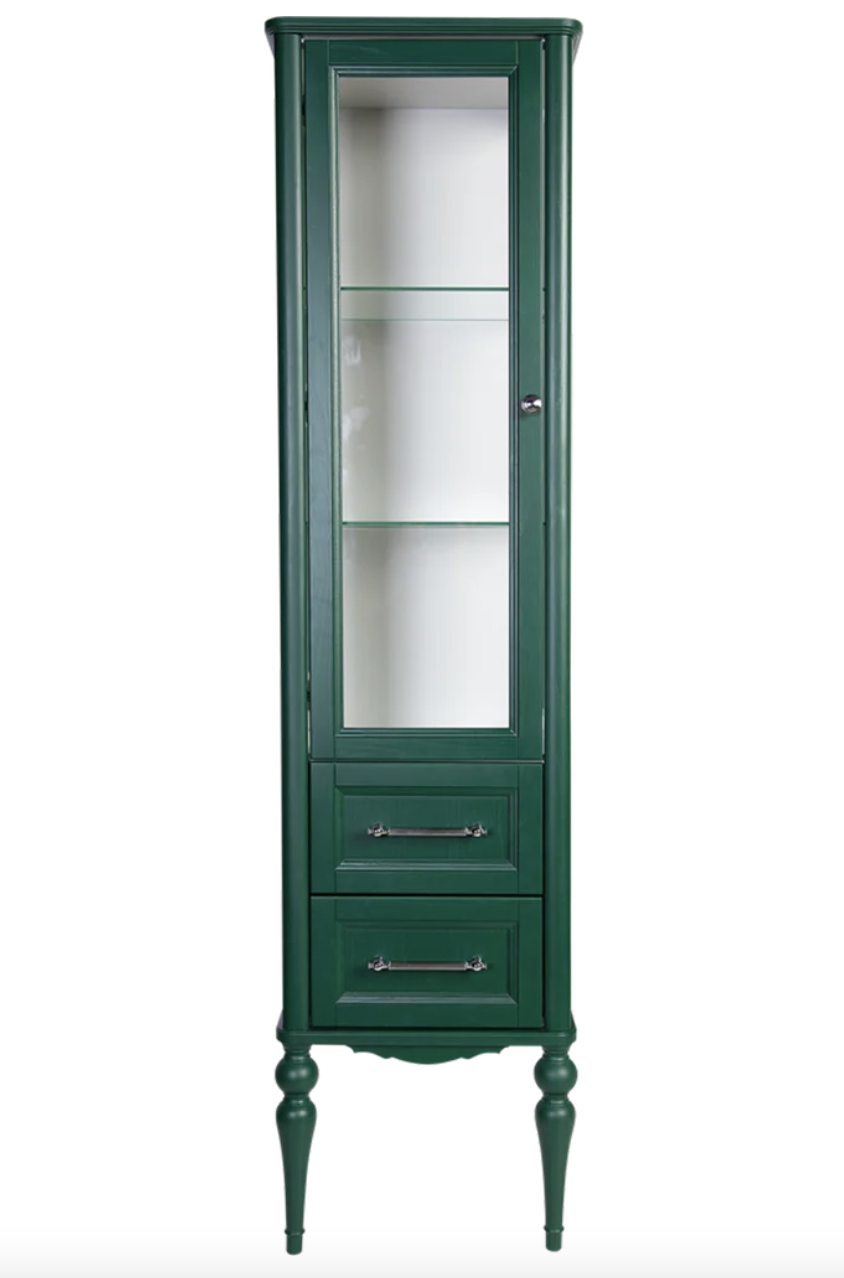 Пенал напольный ValenHouse Эстетика 50 L витрина, зеленый, хром