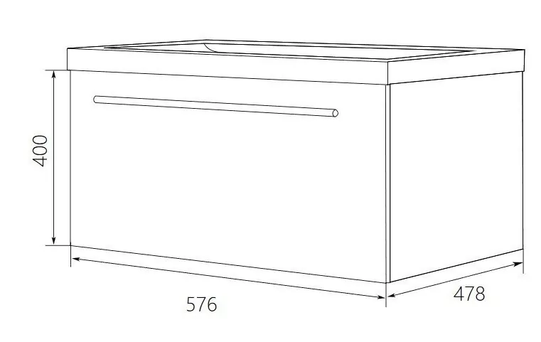 Тумба подвесная 1Marka Соната 58П с раковиной Анита 58, 1 ящик, белый