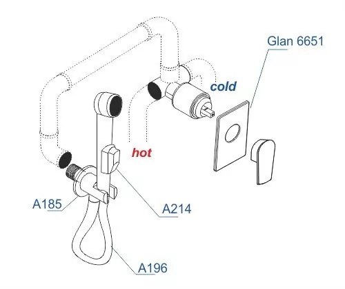 Смеситель с гигиеническим душем WasserKraft Glan A66096 черный глянец