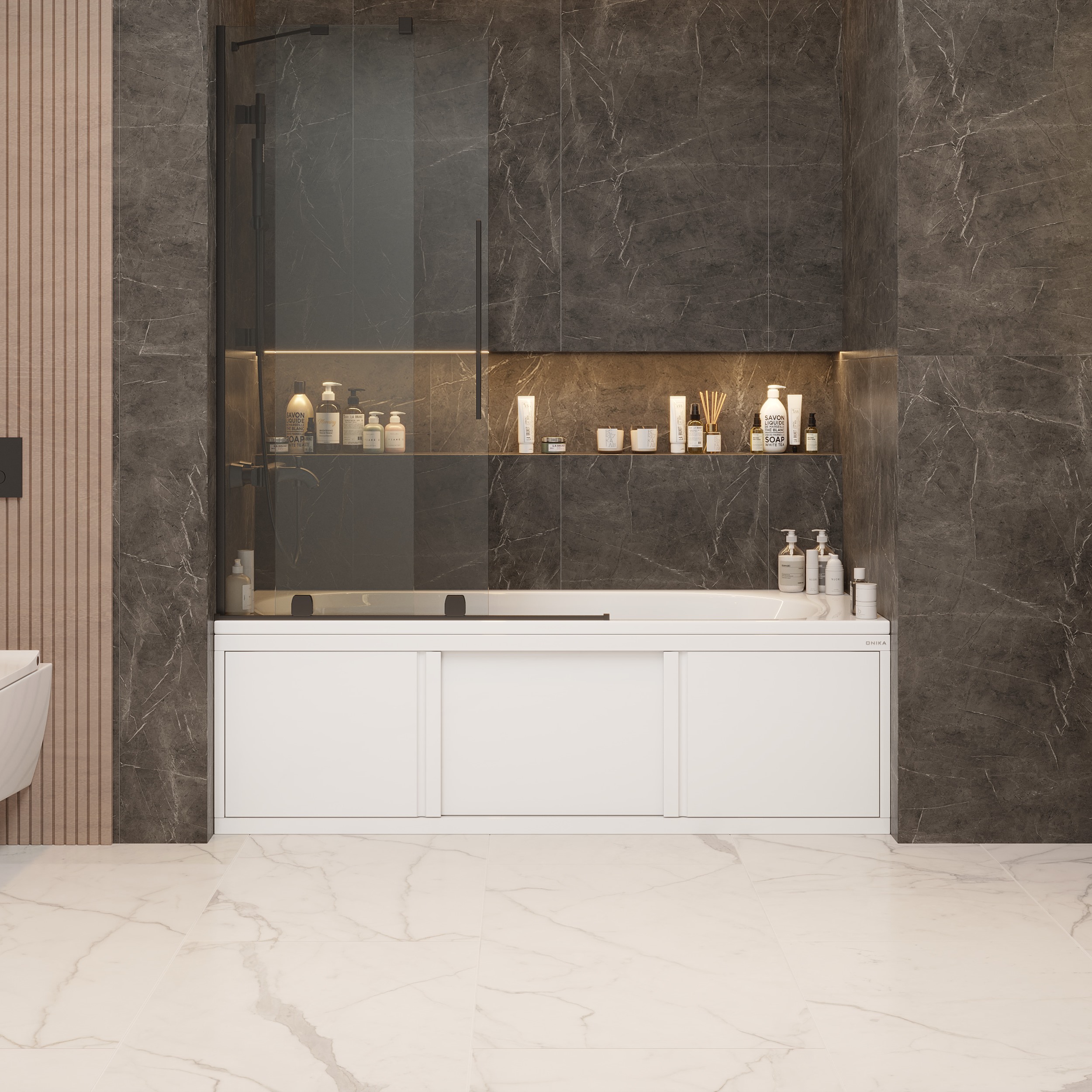 Экран под ванну Onika Одио 170 раздвижной белый