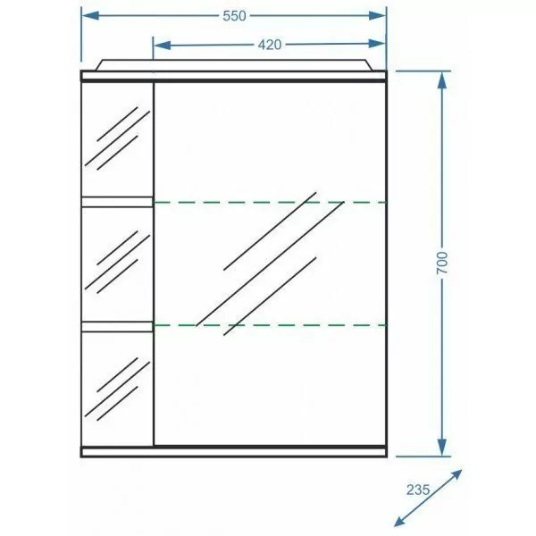 Зеркало-шкаф Stella Polar Нелея 55 R свет, белый
