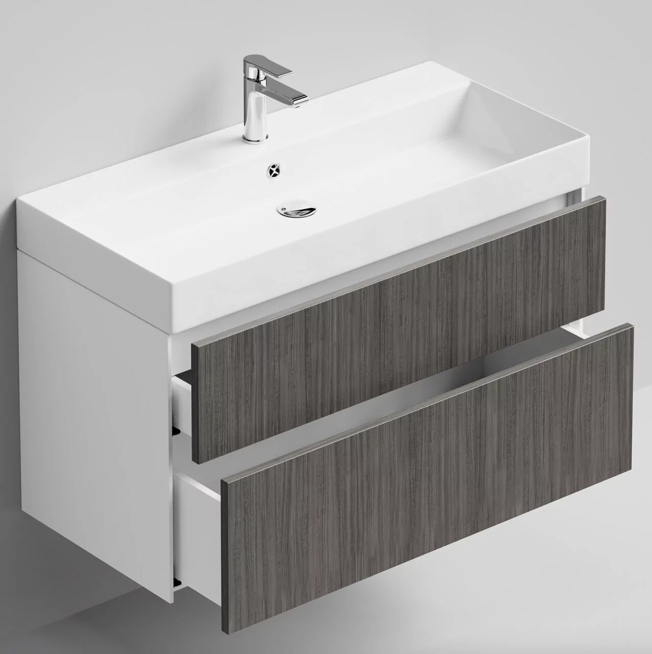 Тумба подвесная Vod-ok Эвкалипт 100 с раковиной Stance 100, эвкалипт серый