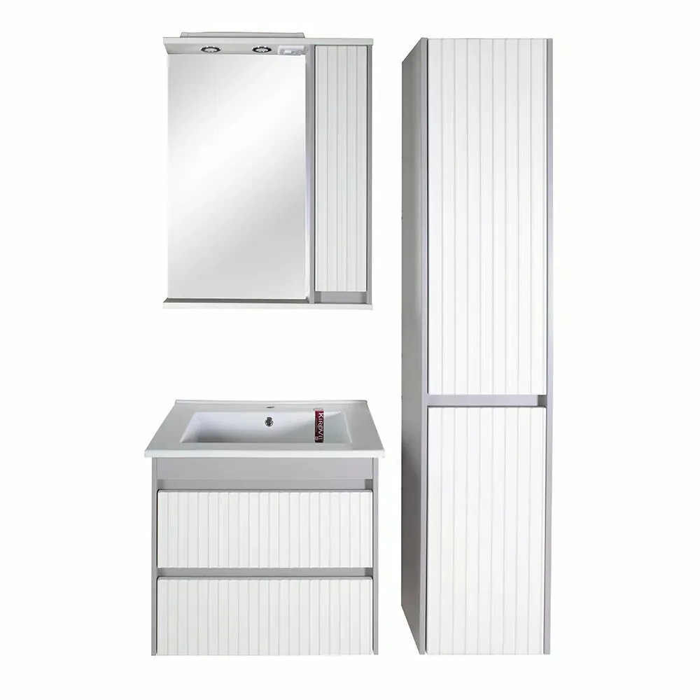 Тумба с раковиной Асб-мебель Мирано 65 подвесная, слоновая кость/шиншилла серая