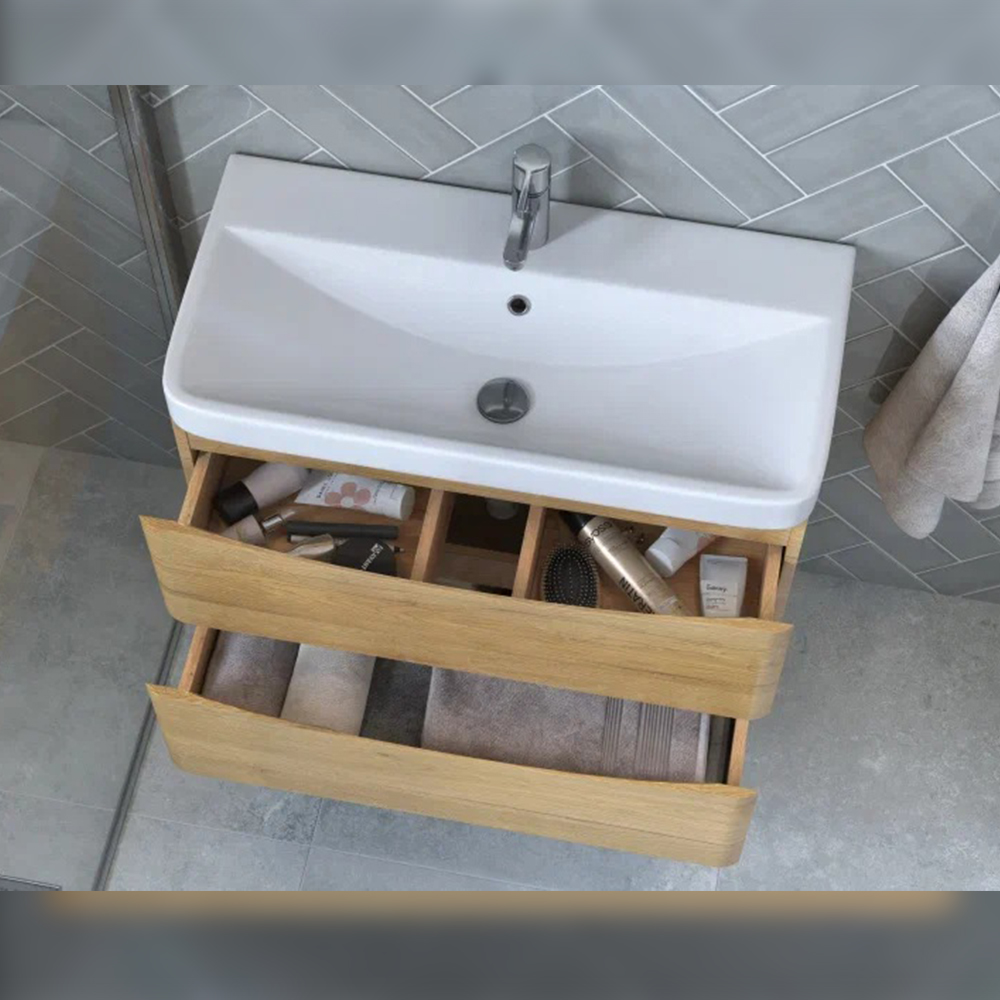 Тумба с раковиной подвесная Velvex Clay tp.CLA.9595.80.2Y дуб верона, 80 см