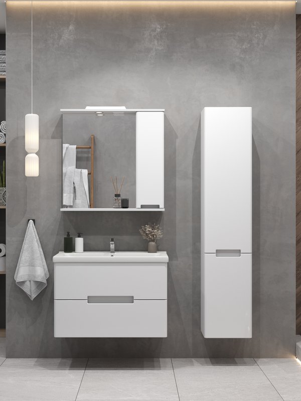 Тумба подвесная SanStar Ориана 70 с раковиной Como 70 (комплект), белая