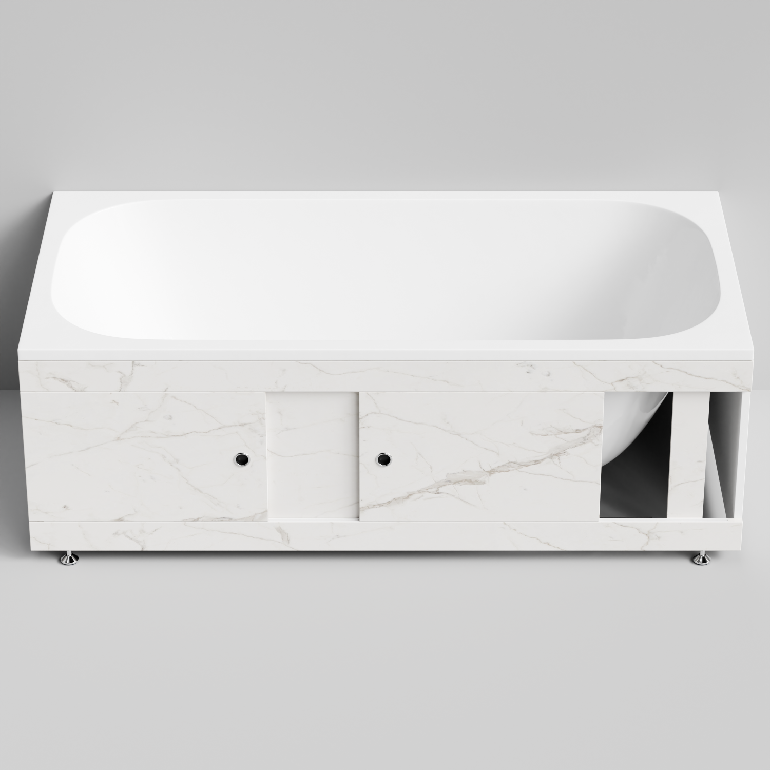 Экран под ванну Vod-ok Купе 170 раздвижной Мрамор Белый натур милк