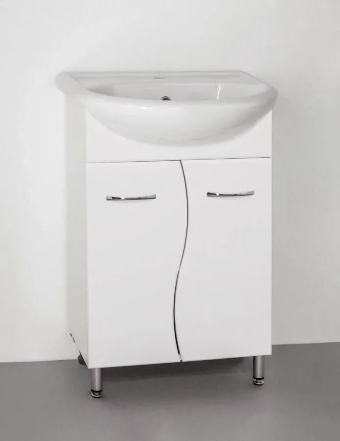 Тумба Style Line Эко Стандарт №12 с раковиной Уют 55 напольная, белая