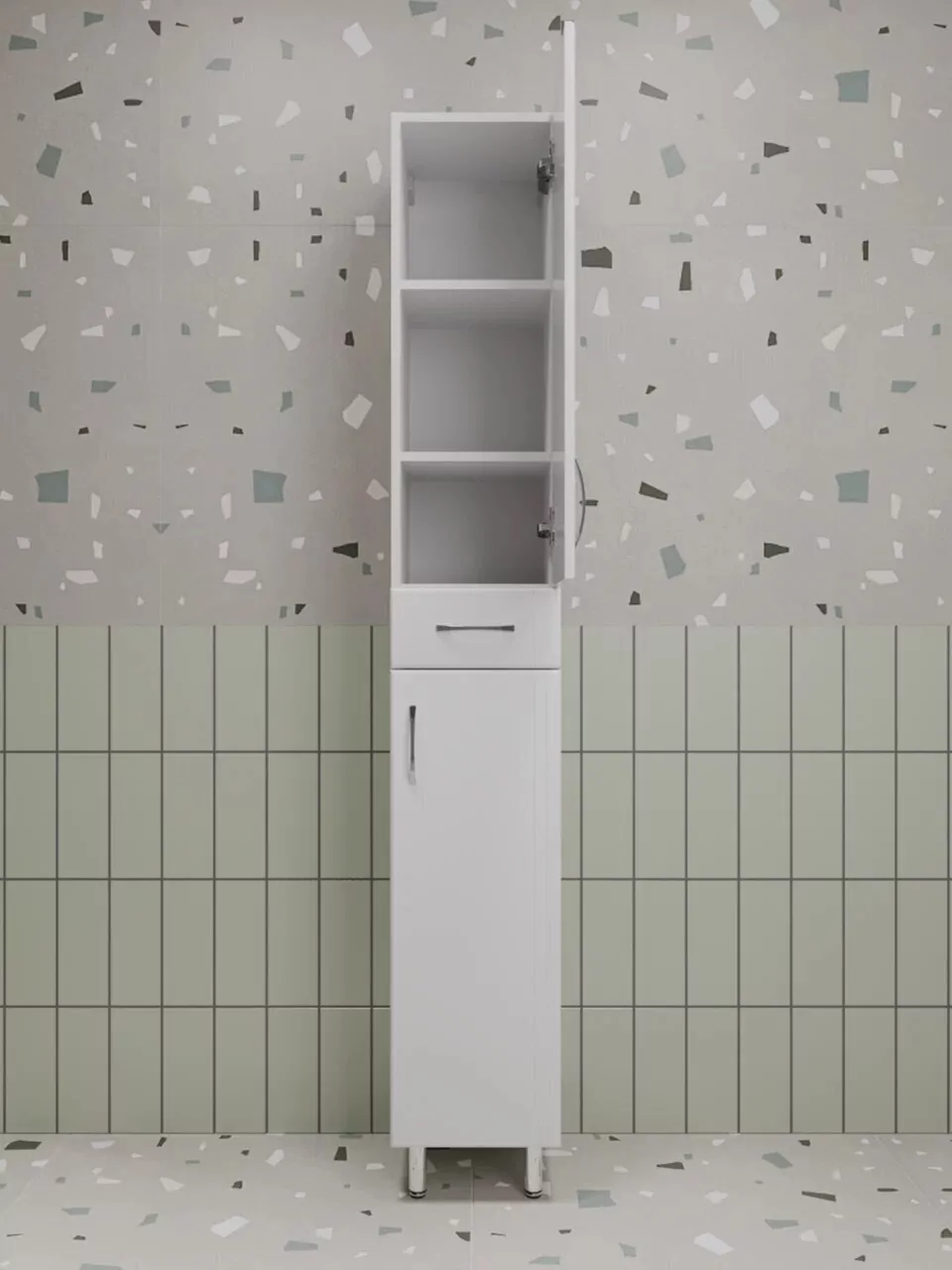 Пенал Style Line Эко Стандарт 30 R напольный, с корзиной, белый