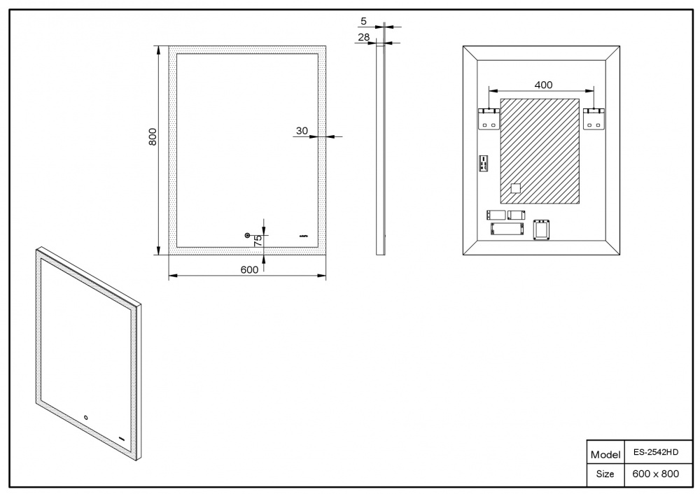 Зеркало Esbano ES-2542 HD 60х80х5